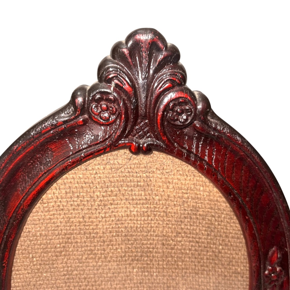 Vintage Ornate Oval Swivel Faux Wood Tilt Picture Frame 5" x 7" BRITISH~MCM - Picture 8 of 16